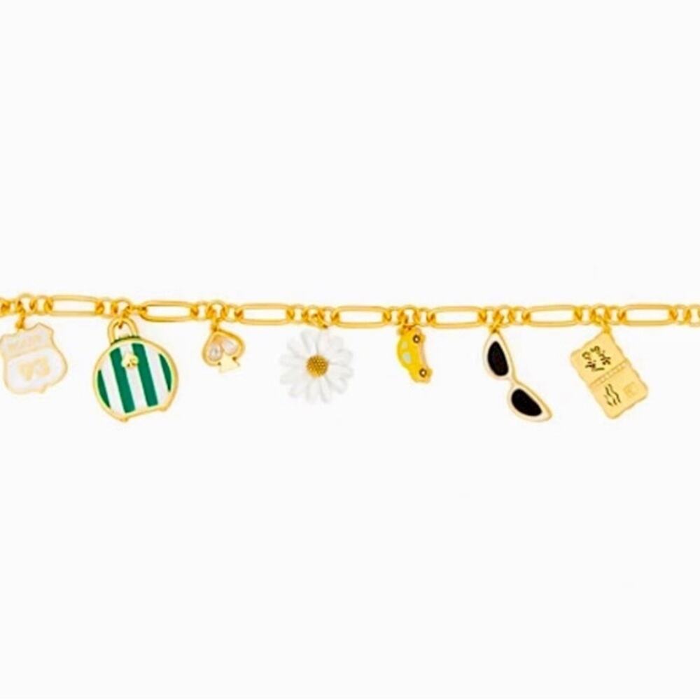 Kate Spade Gold off we go travel charm bracelet NWT -Dust Bag Included - Picture 4 of 7